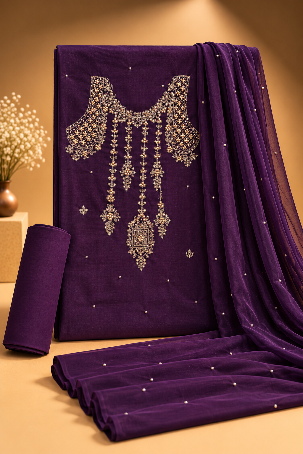 Royal Purple Embellished 3-Piece Suit