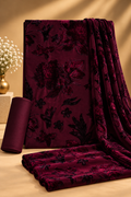 Burgundy Floral Velvet 3-Piece Suit