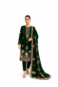 Emerald Green Velvet Embroidered 3-Piece Suit