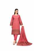 Coral Pink Printed 3-Piece Suit