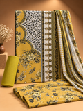 Mustard Floral Printed 3-Piece Suit