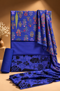 Royal Blue Floral Printed 3-Piece Suit