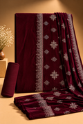 Maroon Embroidered 3-Piece Suit
